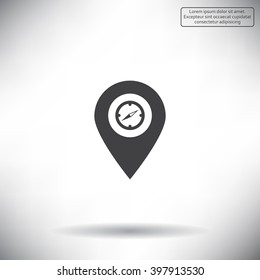Compass icon and pin on the map