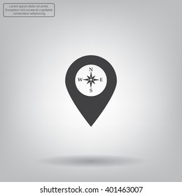 Compass icon and pin on the map