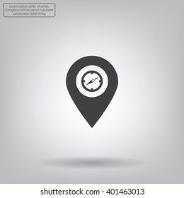 Compass icon and pin on the map