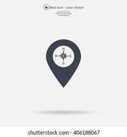 Compass icon and pin on the map