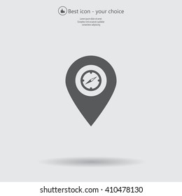 Compass icon and pin on the map