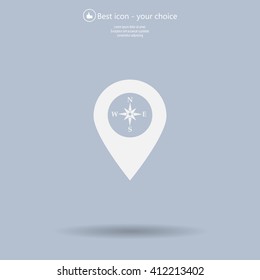 Compass icon and pin on the map