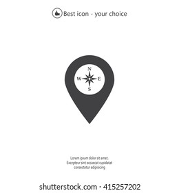 Compass icon and pin on the map