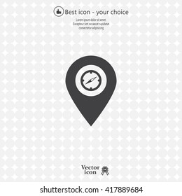 Compass icon and pin on the map