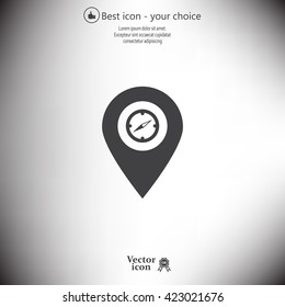 Compass icon and pin on the map