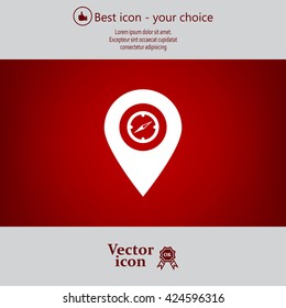 Compass icon and pin on the map