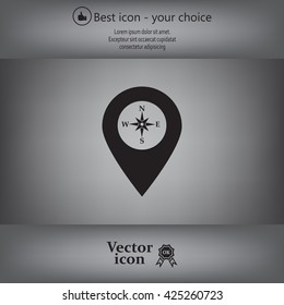 Compass icon and pin on the map