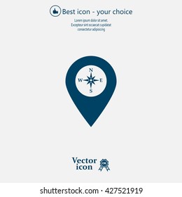 Compass icon and pin on the map