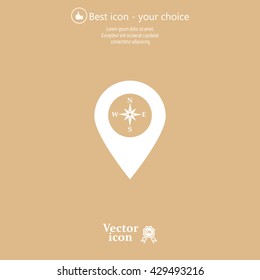 Compass icon and pin on the map
