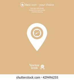 Compass icon and pin on the map