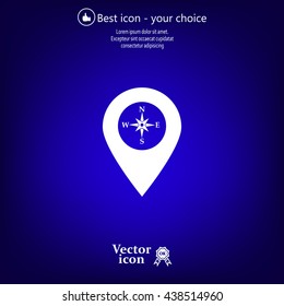 Compass icon and pin on the map