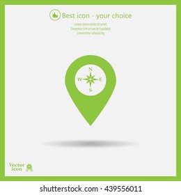 Compass icon and pin on the map