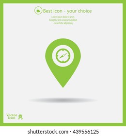 Compass icon and pin on the map
