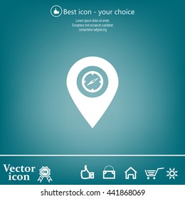 Compass icon and pin on the map