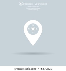 Compass icon and pin on the map