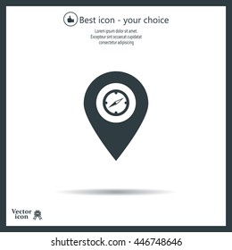 Compass icon and pin on the map
