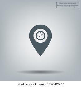 Compass icon and pin on the map