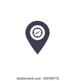 Compass icon and pin on the map