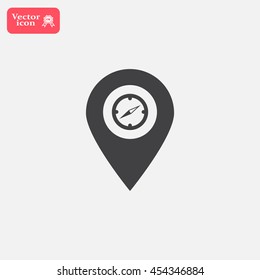 Compass icon and pin on the map