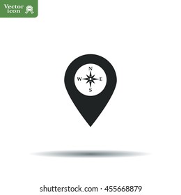 Compass icon and pin on the map