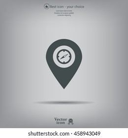Compass icon and pin on the map