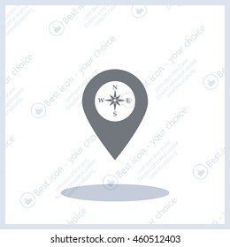 Compass icon and pin on the map