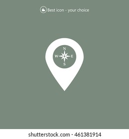 Compass icon and pin on the map