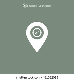 Compass icon and pin on the map