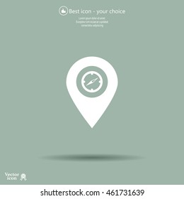 Compass icon and pin on the map