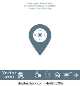 Compass icon and pin on the map