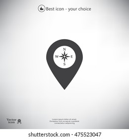 Compass icon and pin on the map