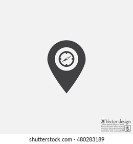 Compass icon and pin on the map