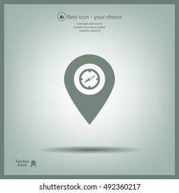 Compass icon and pin on the map
