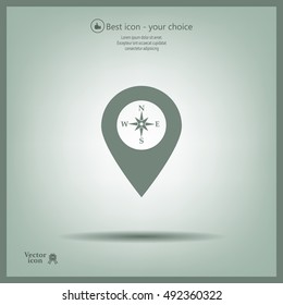 Compass icon and pin on the map