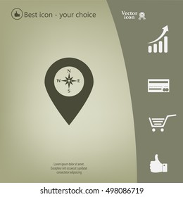 Compass icon and pin on the map