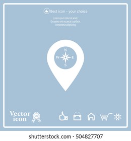 Compass icon and pin on the map
