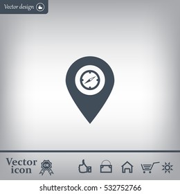 Compass icon and pin on the map