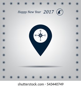 Compass icon and pin on the map