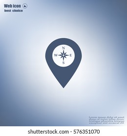 Compass icon and pin on the map