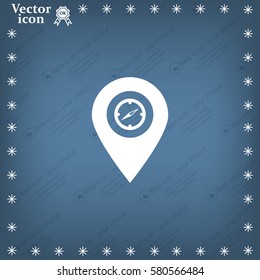 Compass icon and pin on the map