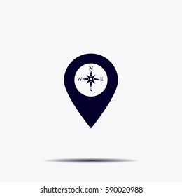 Compass icon and pin on the map