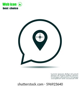 Compass icon and pin on the map