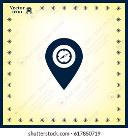 Compass icon and pin on the map