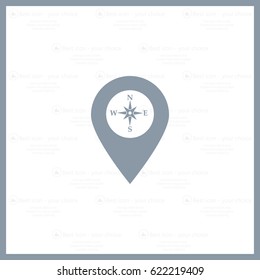 Compass icon and pin on the map