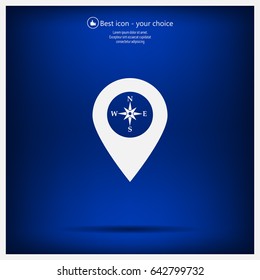 Compass icon and pin on the map