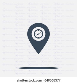 Compass icon and pin on the map