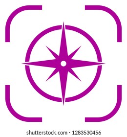 Compass icon in purple focus. White background