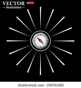 compass icon with red and blue arrow, vector illustration, EPS 10