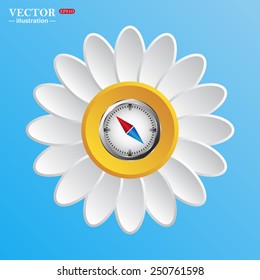 compass icon with red and blue arrow, vector illustration, EPS 10