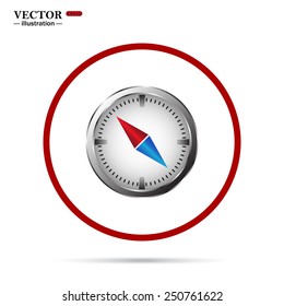 compass icon with red and blue arrow, vector illustration, EPS 10